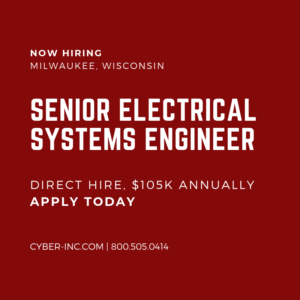 Senior Electrical Systems Engineer Wanted for Leadership Role onsite with iconic manufacturer in Milwaukee, Wisconsin. Apply today!