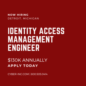 Identity Access Management (IAM) Engineer Detroit $130K