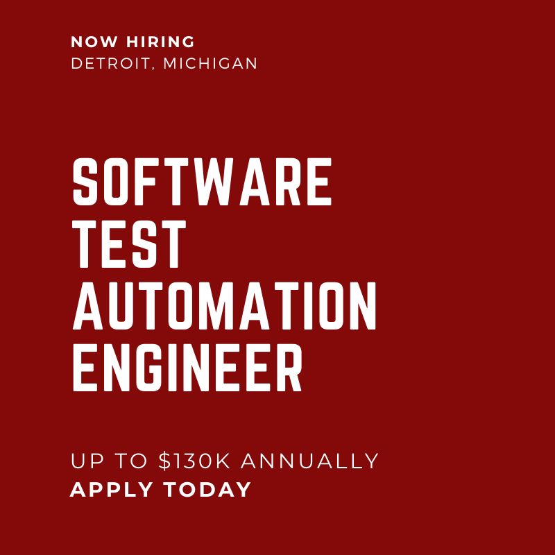 Software Test Automation Engineer Detroit MI 130K TOSCA Experience