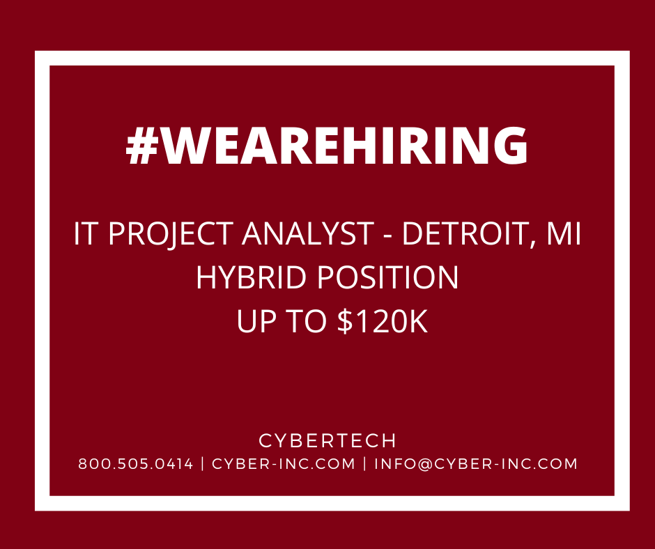 IT Projects Analyst #WeAreHiring Hybrid Detroit